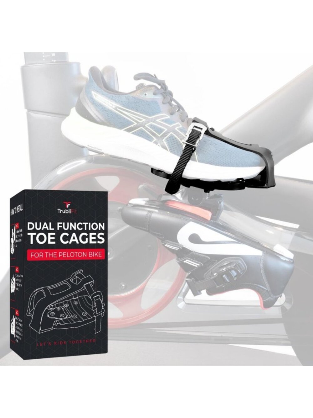 Dual Function Toe Cages for Peloton Bike - Ride in Sneakers or Cycling Shoes